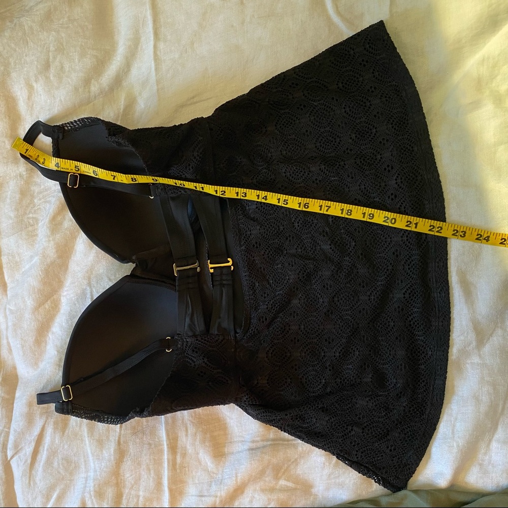 Tankini bathing suit top size 16, black with black Lacey overlay. Like new - Picture 7 of 9